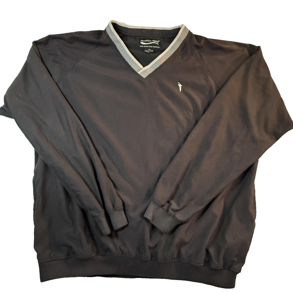 Austin Golf Windbreaker Jacket Mens XL Black Pullover Water Resistant Vintage 90